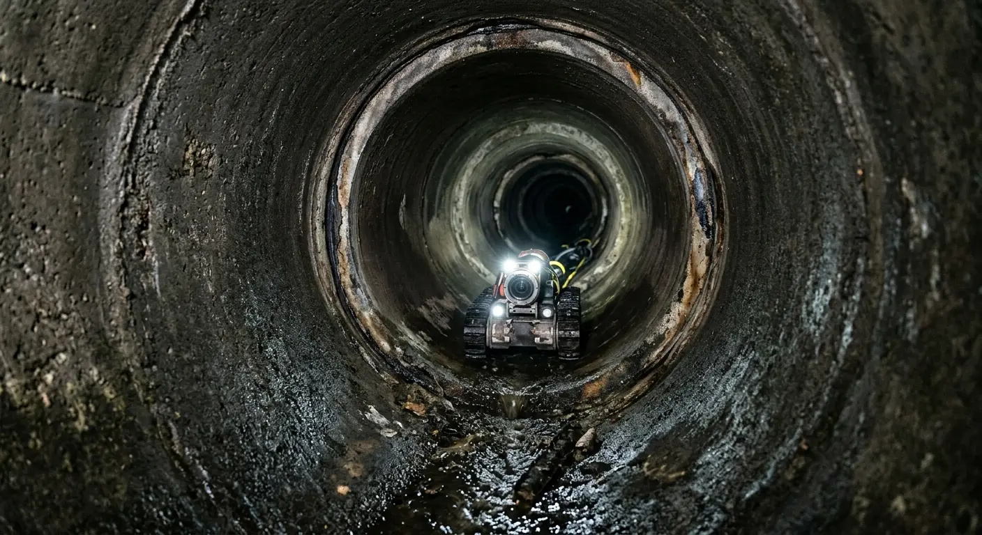 Robotic sewer camera inspecting pipe interior for Sewer Line Repair in Porter